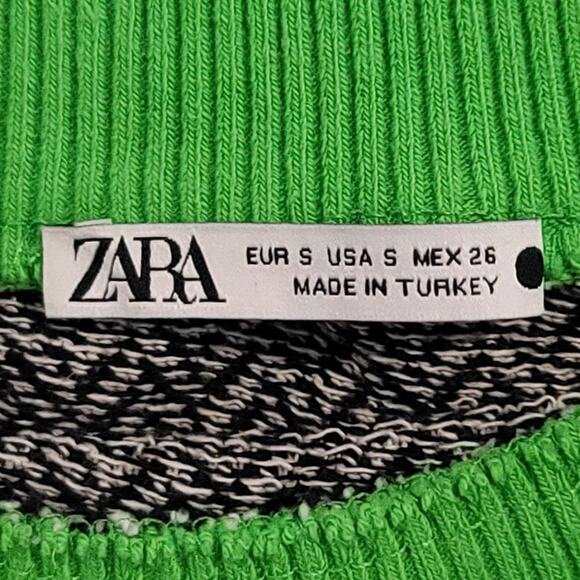 Zara Halter Crop Top + Knit Jacquard High Waisted Mini Skirt Neon Green Small - Picture 6 of 13